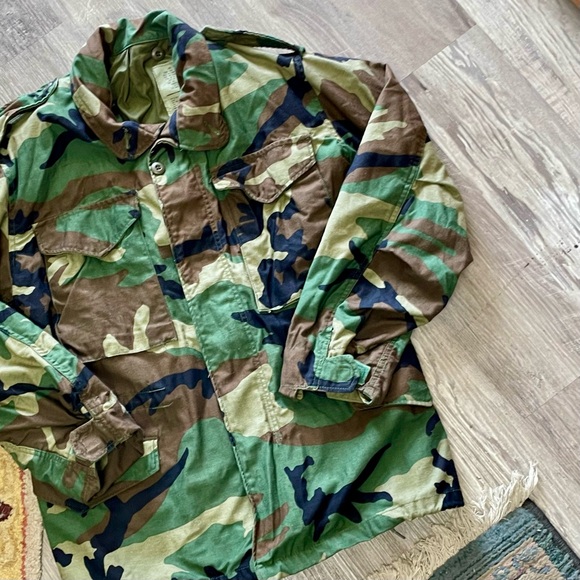 Vintage 1985 MFG Military Army Woodland Camouflage Heavyweight Jacket Field Coat - Picture 3 of 16